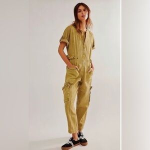 Free People Let’s Ride Jumpsuit in Olive